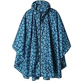 SaphiRose Unisex Rain Poncho Raincoat Hooded for Adults Women with Pockets(Blue...