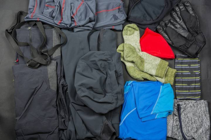 presentation of a set of clothes for hiking